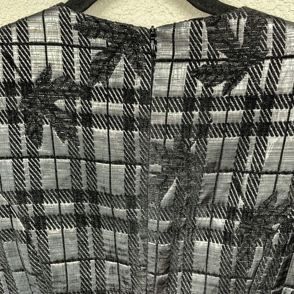 NWT Sabrina Lachapelle Textured Plaid Brocade Metallic Long Sleeve Dress Sz 36 - Picture 5 of 11